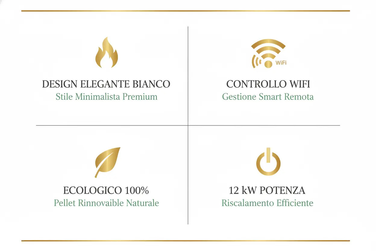 Stufa a Pellet Thermolux KM1203E WiFi Luxury - Design Elegante Bianco Ecologico Made in Italy