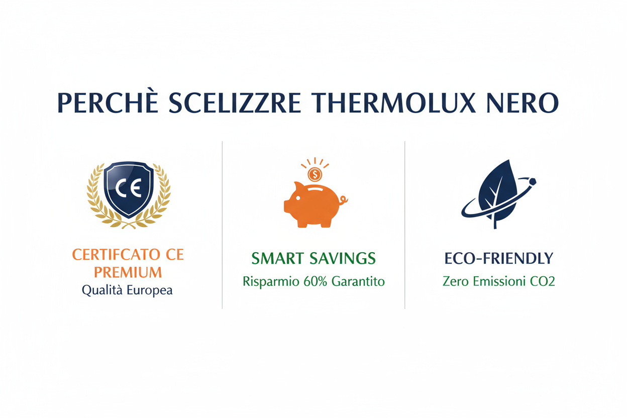 Stufa a Pellet Thermolux Smart Nero 12kW Premium - WiFi 7 Giorni Programmabile Certificato CE Made in Italy