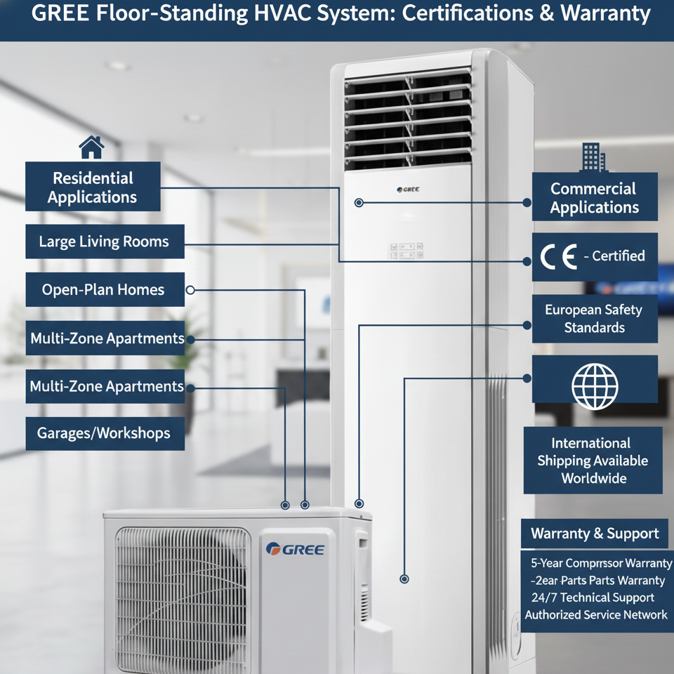 Condizionatore a Colonna GREE Premium 18000 BTU - Raffreddamento Riscaldamento Classe A++ Certificato CE Made in Italy