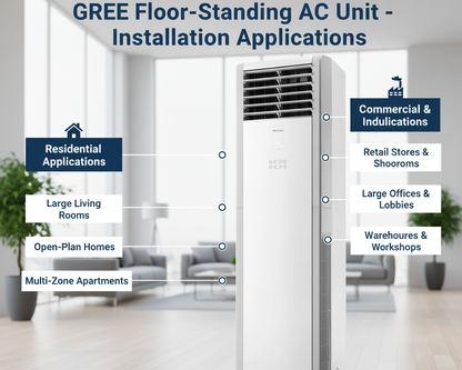 Condizionatore a Colonna GREE Premium 18000 BTU - Raffreddamento Riscaldamento Classe A++ Certificato CE Made in Italy