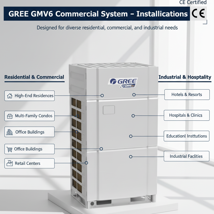 Sistema Climatizzazione Commerciale GREE GMV6 Premium - Multi-Zone Modulare Certificato CE Made in Italy