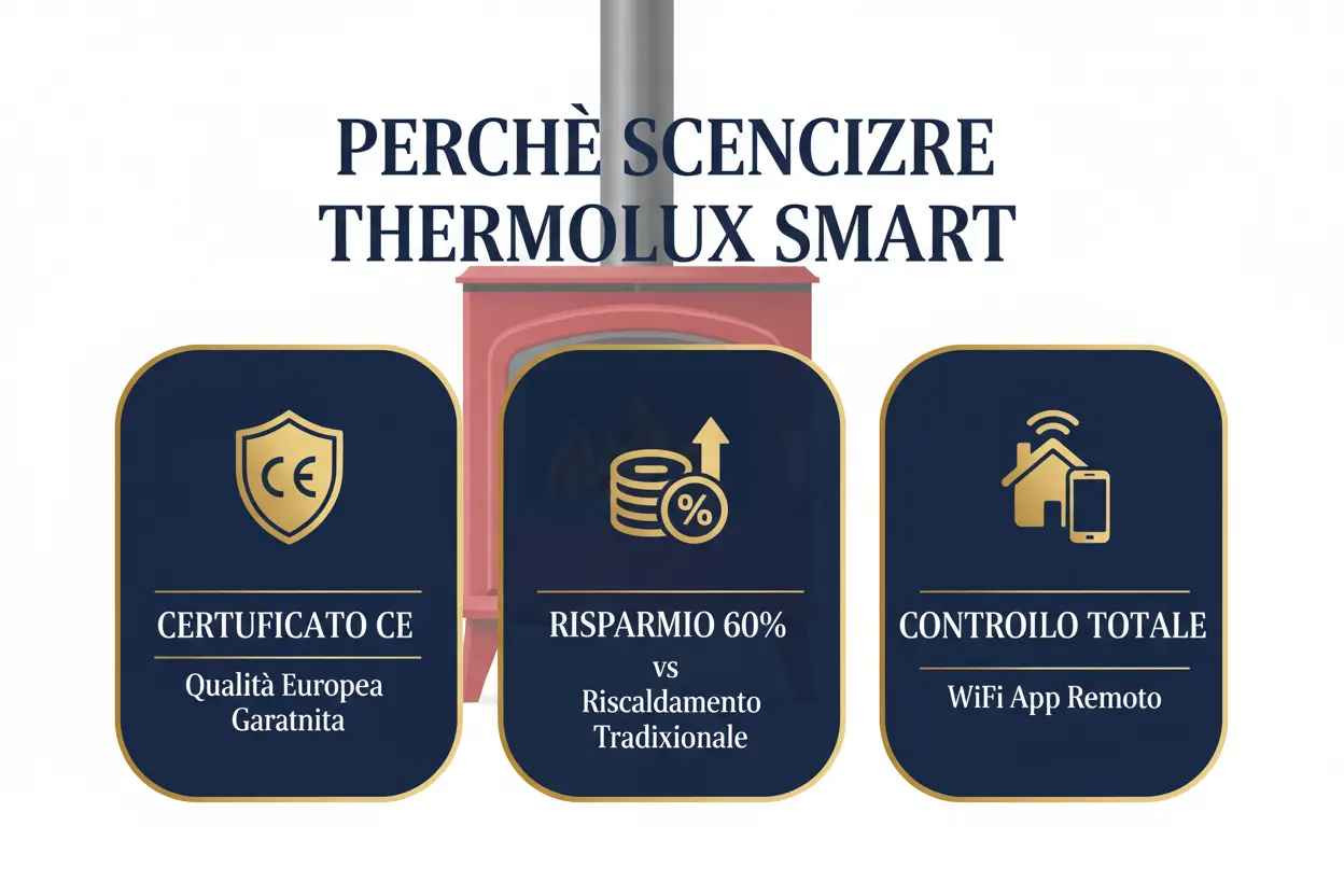Stufa a Pellet Thermolux Smart WiFi 12kW Rosso - Programmazione 7 Giorni Certificato CE Made in Italy