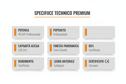 Inserto Camino a Legna Thermolux TZAKI40 40kW Premium - Finestra Panoramica 120L Certificato CE Made in Italy