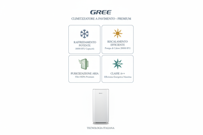 Condizionatore a Colonna GREE Premium 18000 BTU - Raffreddamento Riscaldamento Classe A++ Certificato CE Made in Italy