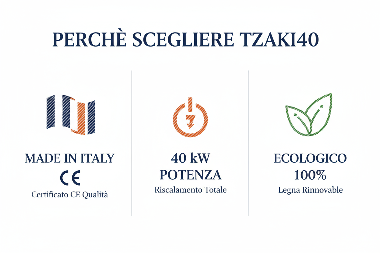 Inserto Camino a Legna Thermolux TZAKI40 40kW Premium - Finestra Panoramica 120L Certificato CE Made in Italy