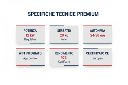 Stufa a Pellet Thermolux Smart WiFi 12kW Rosso - Programmazione 7 Giorni Certificato CE Made in Italy